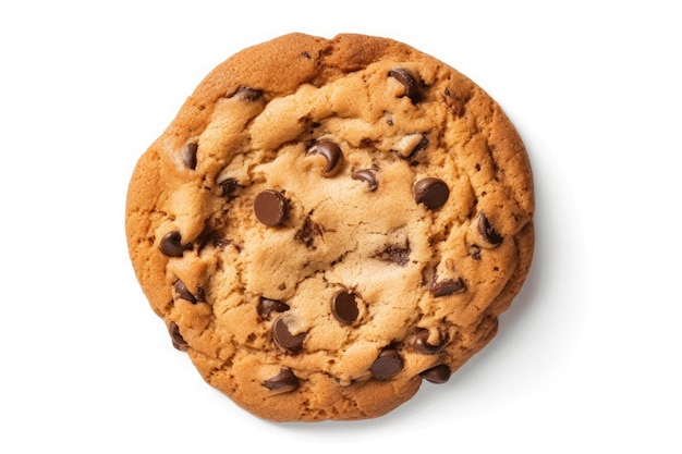 Galletas con chispas de chocolate aisladas sobre fondo blanco Ai generativo