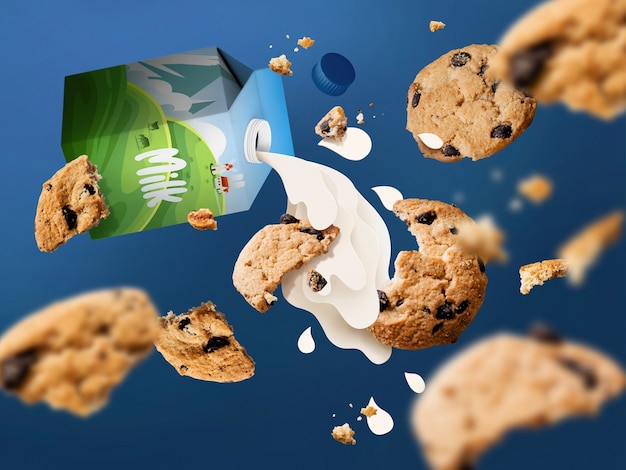 Foto gratuita galletas con collage de leche