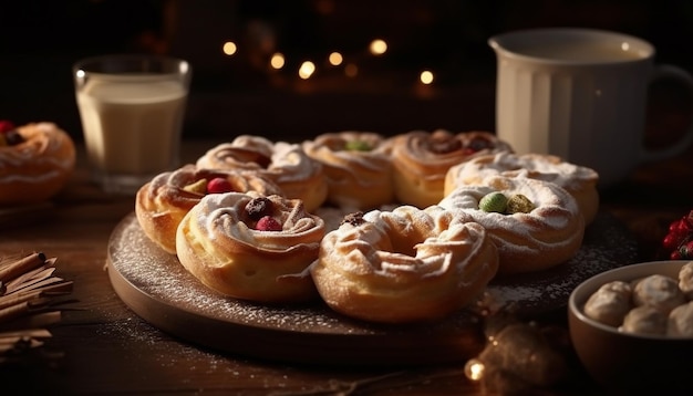 Foto gratuita galletas de mantequilla de chocolate caseras en mesa rústica ia generativa