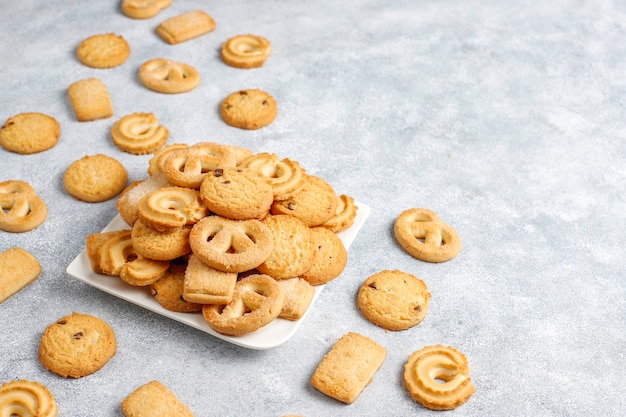 Galletas de mantequilla danesas.