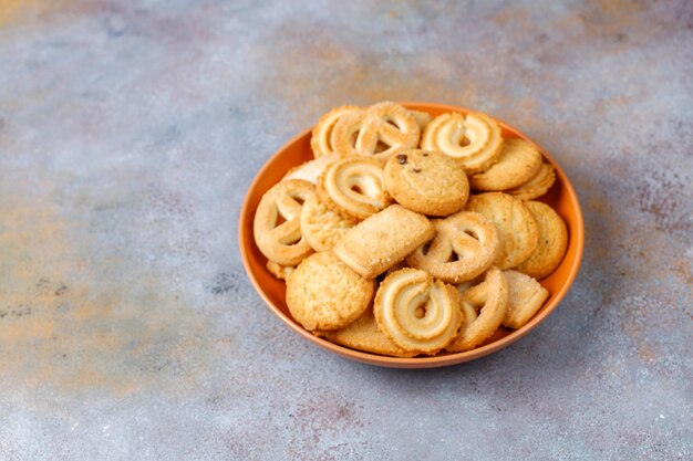 Galletas de mantequilla danesas.