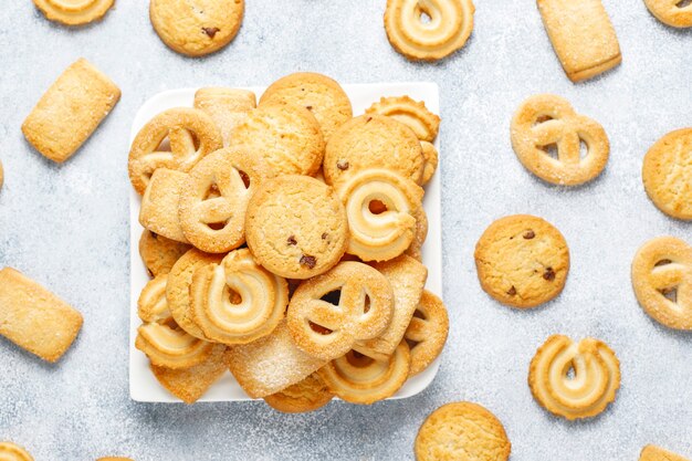 Galletas de mantequilla danesas.