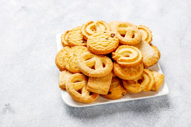 Galletas de mantequilla danesas.