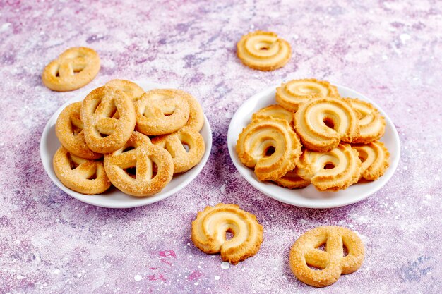 Galletas de mantequilla danesas.