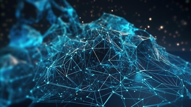 Gambar hasil Generator AI koneksi bentuk geometris plexus abstrak biru