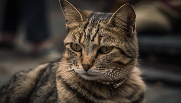 Foto gratuita gatito esponjoso mirando con curiosos ojos amarillos generados por ia