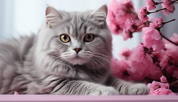 Foto gratuita un gatito lindo sentado al aire libre mirando a la cámara con ojos encantadores generados por inteligencia artificial