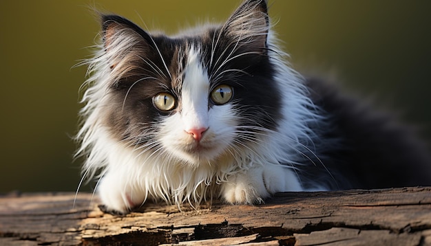 Foto gratuita un gatito lindo sentado en la hierba mirando fijamente a la cámara generada por la inteligencia artificial