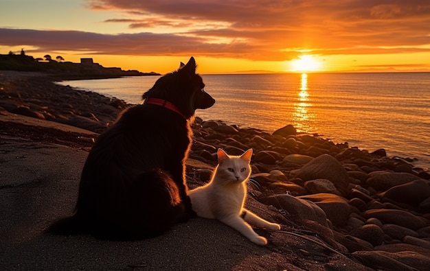 Foto gratuita gato y amor siendo afectuosos el uno hacia el otro