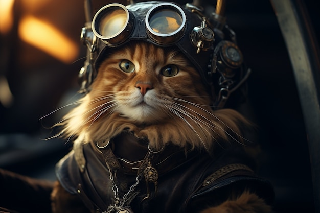 Foto gratuita gato futurista con gafas de protección