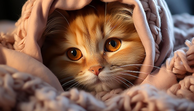 Foto gratuita gato lindo de pelaje esponjoso naturaleza juguetona pequeño y joven generado por inteligencia artificial