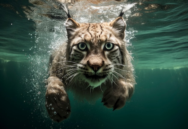 Foto gratuita gato montés aterrador en el agua