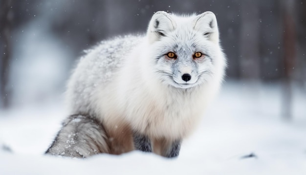 El gato montés helado mira fijamente la IA generativa del bosque nevado