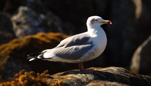 Foto gratuita la gaviota volando libremente mirando el tranquilo paisaje azul generado por la inteligencia artificial