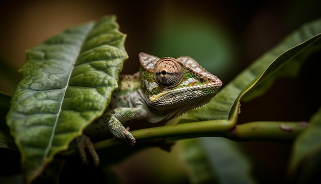 Foto gratuita gecko explora escamas de bosque tropical que brillan en amarillo generadas por ia