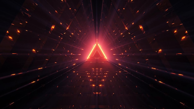 Genial ilustración de forma triangular con fondo de luces techno de ciencia ficción futurista