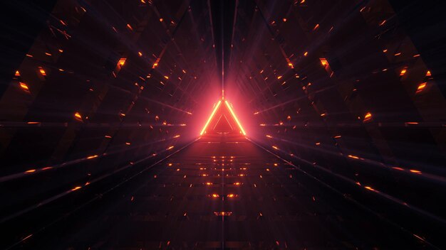 Genial ilustración de forma triangular con fondo de luces techno de ciencia ficción futurista