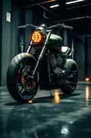 Foto gratuita genial presentación de motocicleta en el interior.