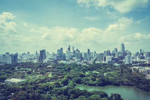 Genial vista del parque con la ciudad de fondo