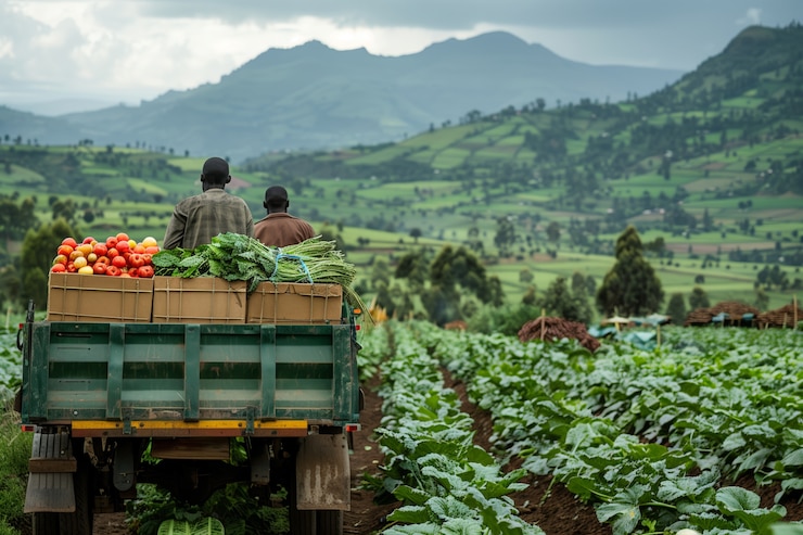 Foto gratuito gente africana cosechando verduras