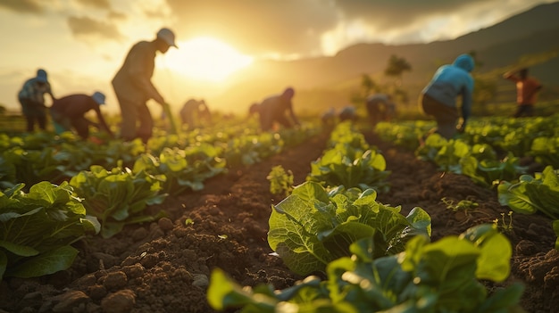 Gente africana cosechando verduras