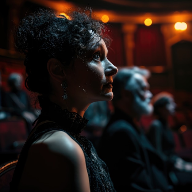 Gente asistiendo a un teatro en estilo gótico para la celebración del Día Mundial del Teatro