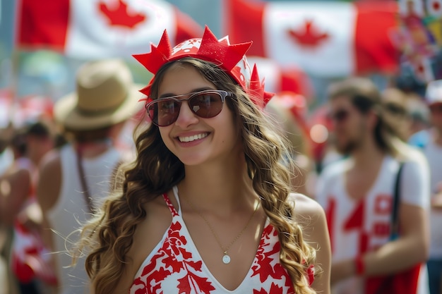 Foto gratuita la gente celebra el día de canadá