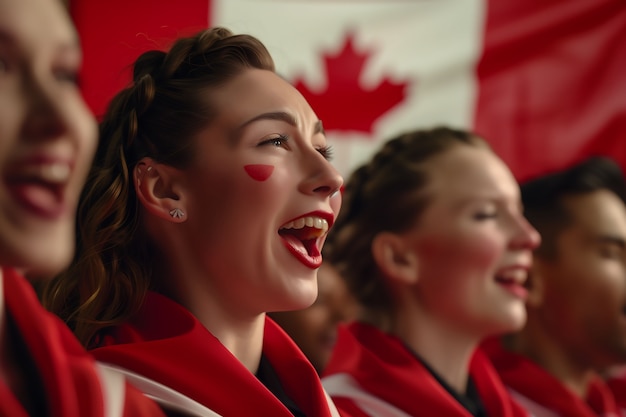 Foto gratuita la gente celebra el día de canadá