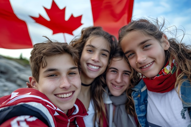 Foto gratuita la gente celebra el día de canadá