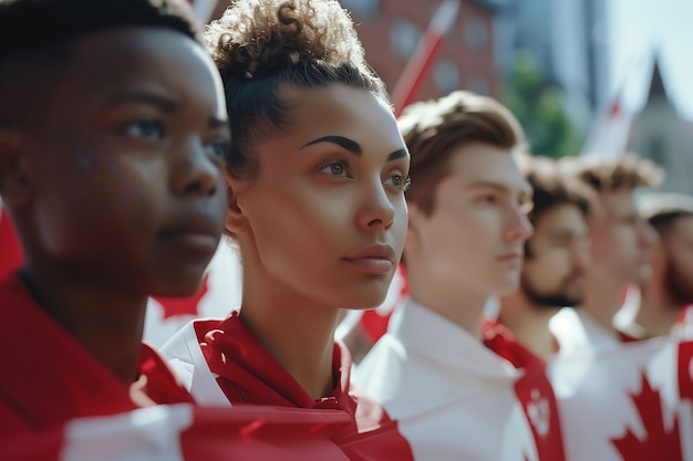 Foto gratuita la gente celebra el día de canadá