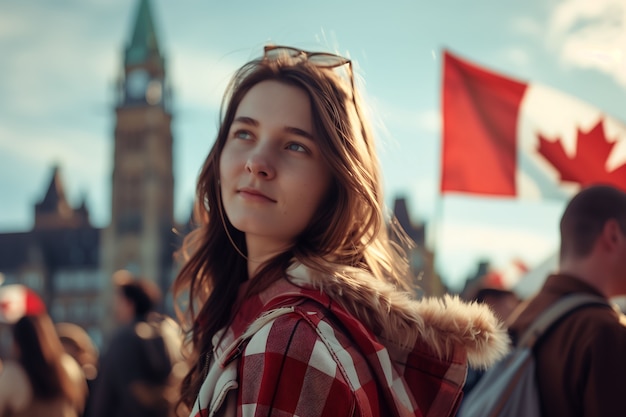 Foto gratuita la gente celebra el día de canadá