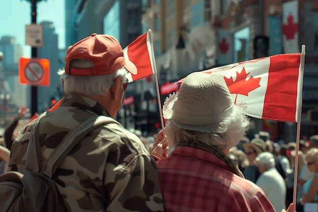 Foto gratuita la gente celebra el día de canadá