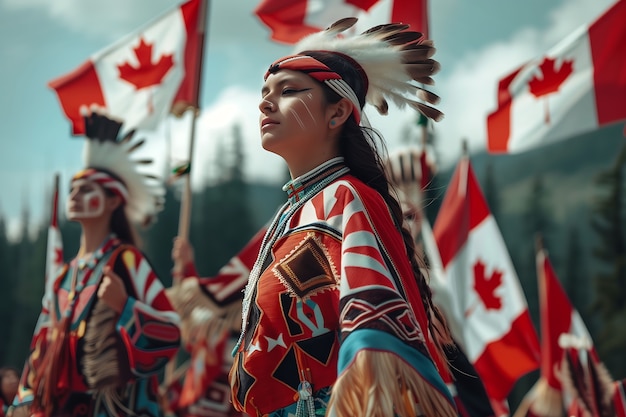 Foto gratuita la gente celebra el día de canadá