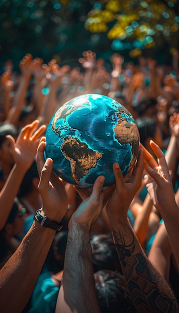 Foto gratuita la gente celebra el día mundial de la población