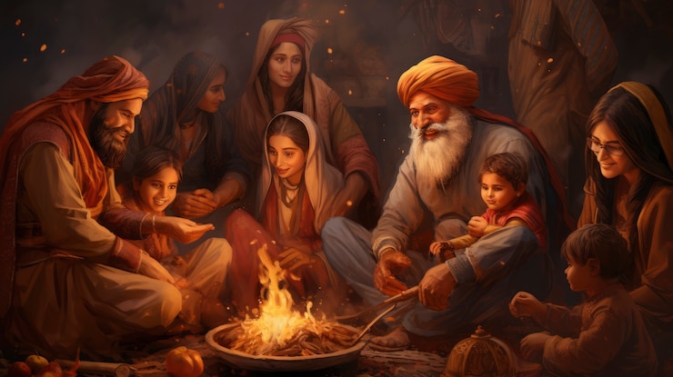 Foto gratuito la gente celebra el festival folclórico punjabi lohri