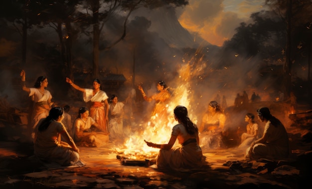 Foto gratuita la gente celebra el festival folclórico punjabi de lohri