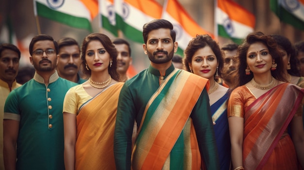 Foto gratuita gente celebrando el día de la república de la india