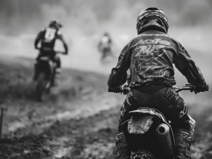 Foto gratuito gente compitiendo en bicicletas de tierra