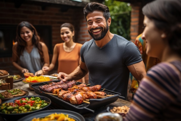 Gente disfrutando de la barbacoa mexicana