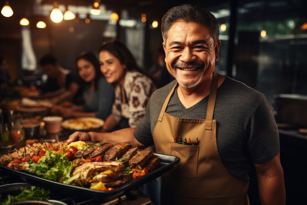 Gente disfrutando de la barbacoa mexicana