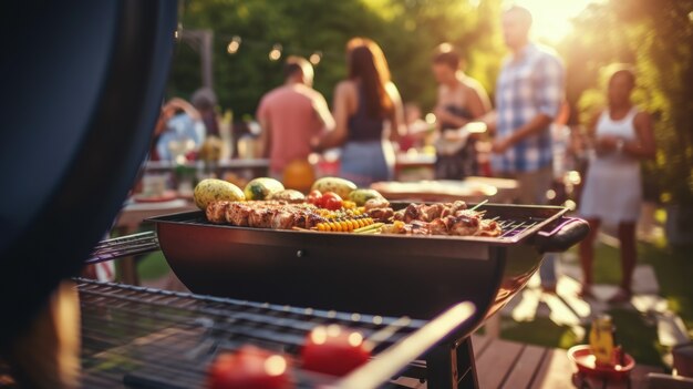 Gente disfrutando de la barbacoa mexicana