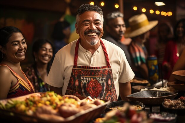 Gente disfrutando de la barbacoa mexicana