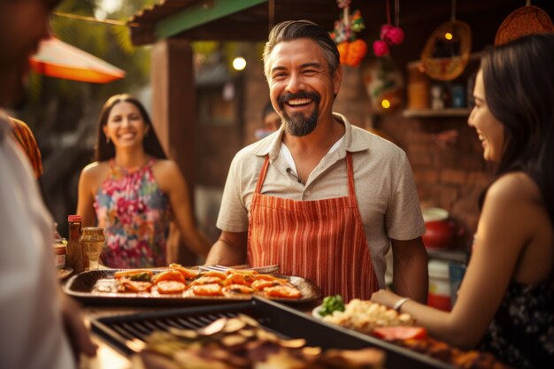 Foto gratuita gente disfrutando de la barbacoa mexicana