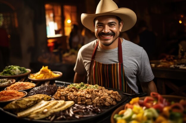 Gente disfrutando de la barbacoa mexicana