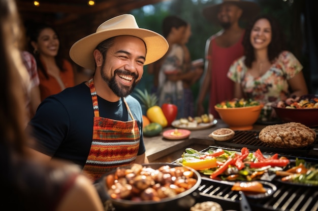 Gente disfrutando de la barbacoa mexicana