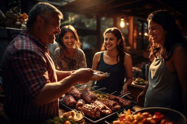 Foto gratuita gente disfrutando de la barbacoa mexicana