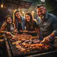 Foto gratuita gente disfrutando de la barbacoa mexicana