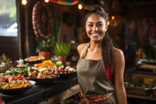 Gente disfrutando de la barbacoa mexicana