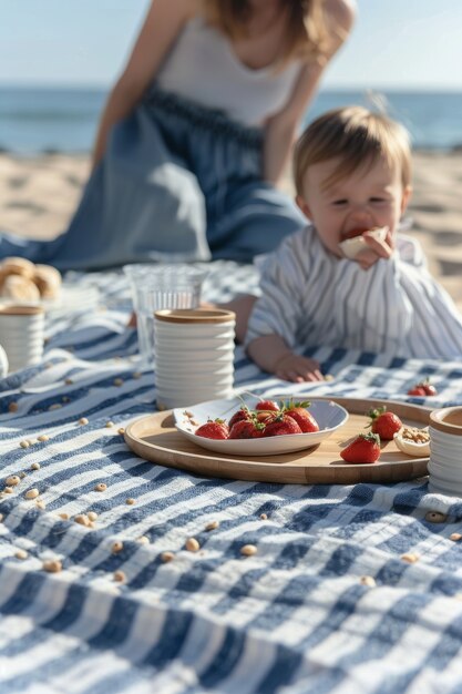 Gente disfrutando de un día de picnic de verano juntos al aire libre