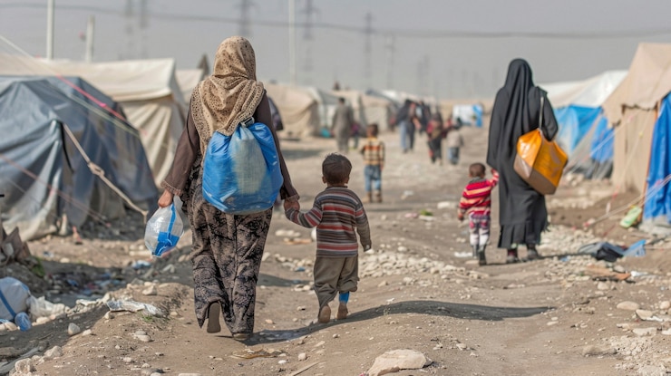 Foto gratuito gente diversa en los campamentos de refugiados